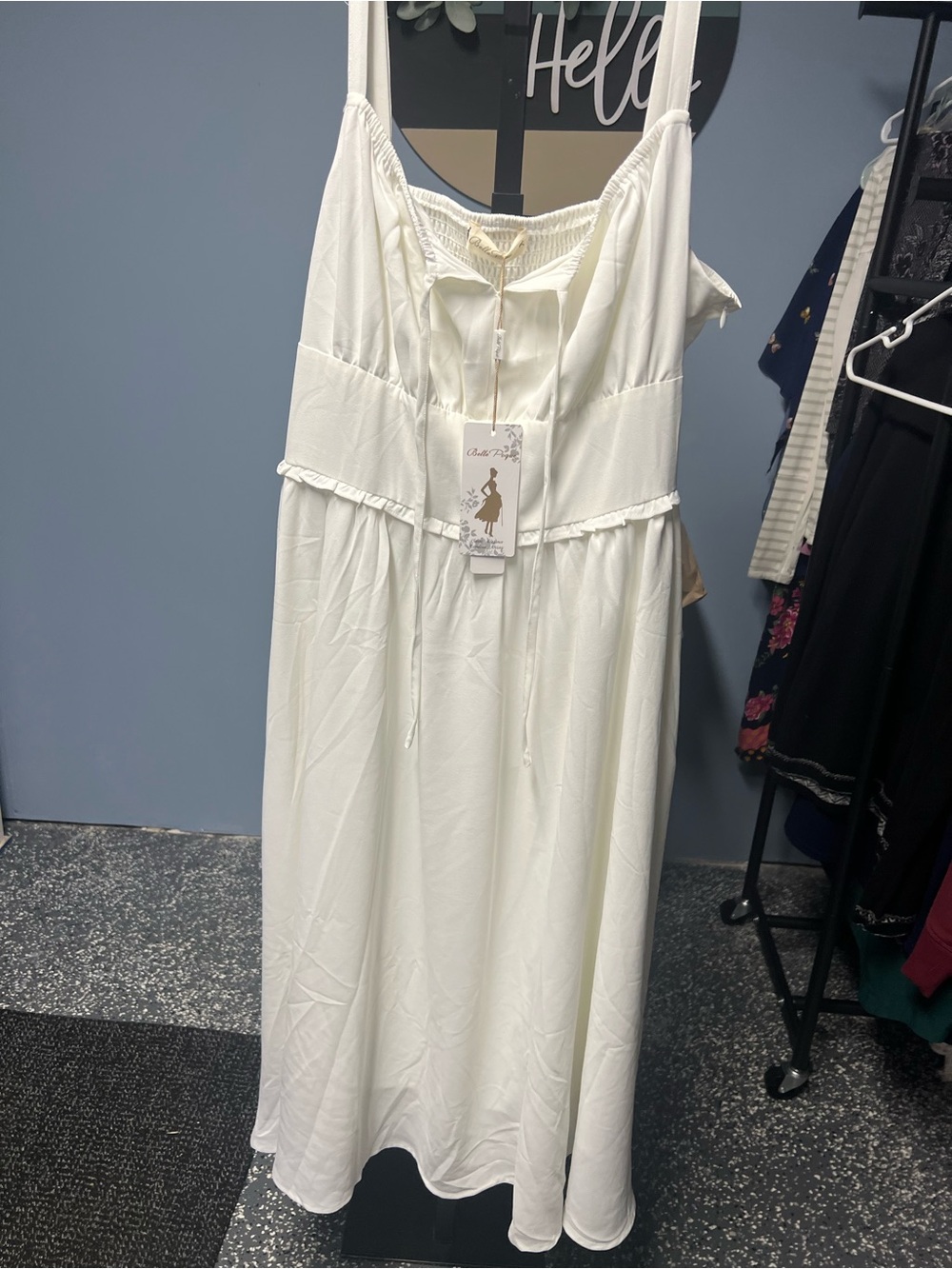 Women’s White Maxi Dress with Tie Front